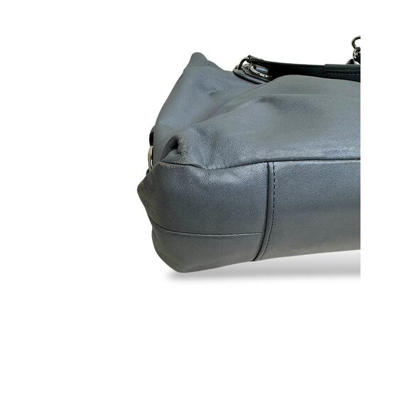 Coach Ashley Ruched Leather Satchel Gray Chain Shoulder Bag - Picture 13 of 15